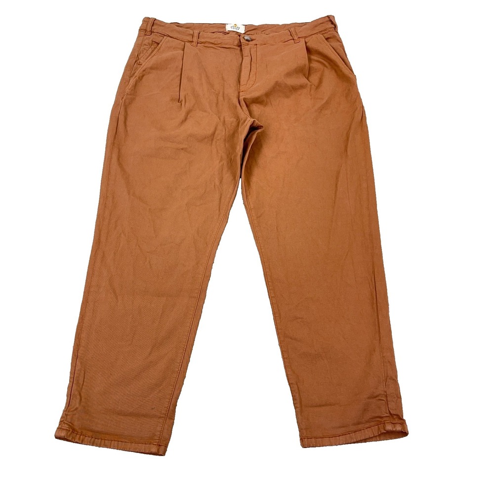 Marine Layer Chino Pants Men XL 36x27 Rust Brown Pleated Flap Pocket Dress Adult